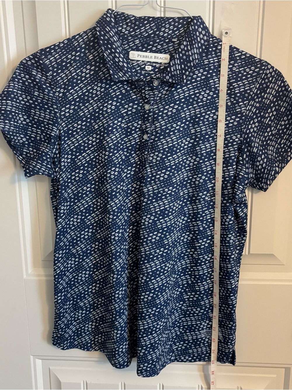Pebble Beach Navy and White Printed Polo Size Women's M - Picture 7 of 8